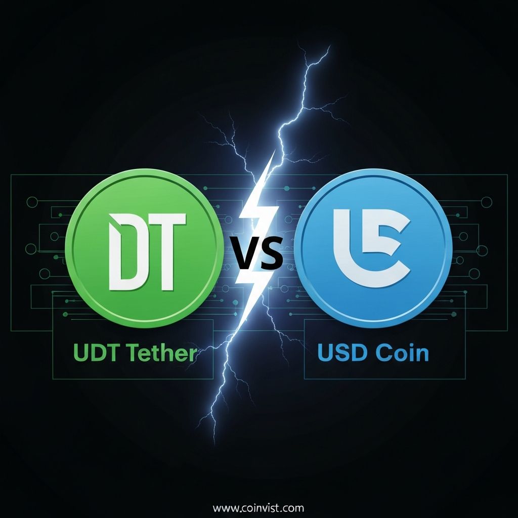 USDT Tether versus USDC USD Coin stablecoin comparison visual